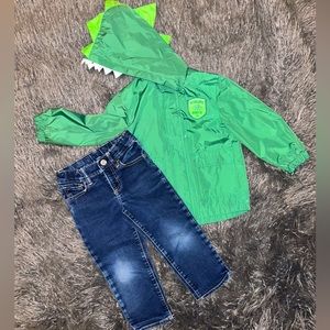 Baby Gap jeans with Carter’s dino rain coat SET